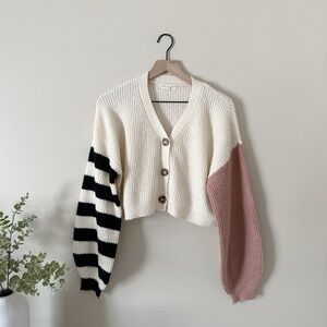 UO Truly Madly Deeply Colorblock Cropped Cardigan